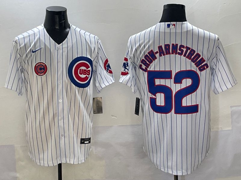 Men Chicago Cubs 52 Crow-Armstrong White Stripe Game 2025 Nike MLB Jersey style 6